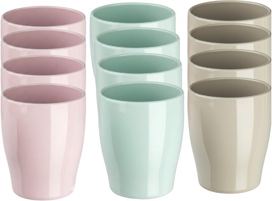 Plasticforte 12x Gekleurde drinkbekers/mokken - kunststof - 375 ml - onbreekbaar - Limonade bekers van Plasticforte — afbeelding 5