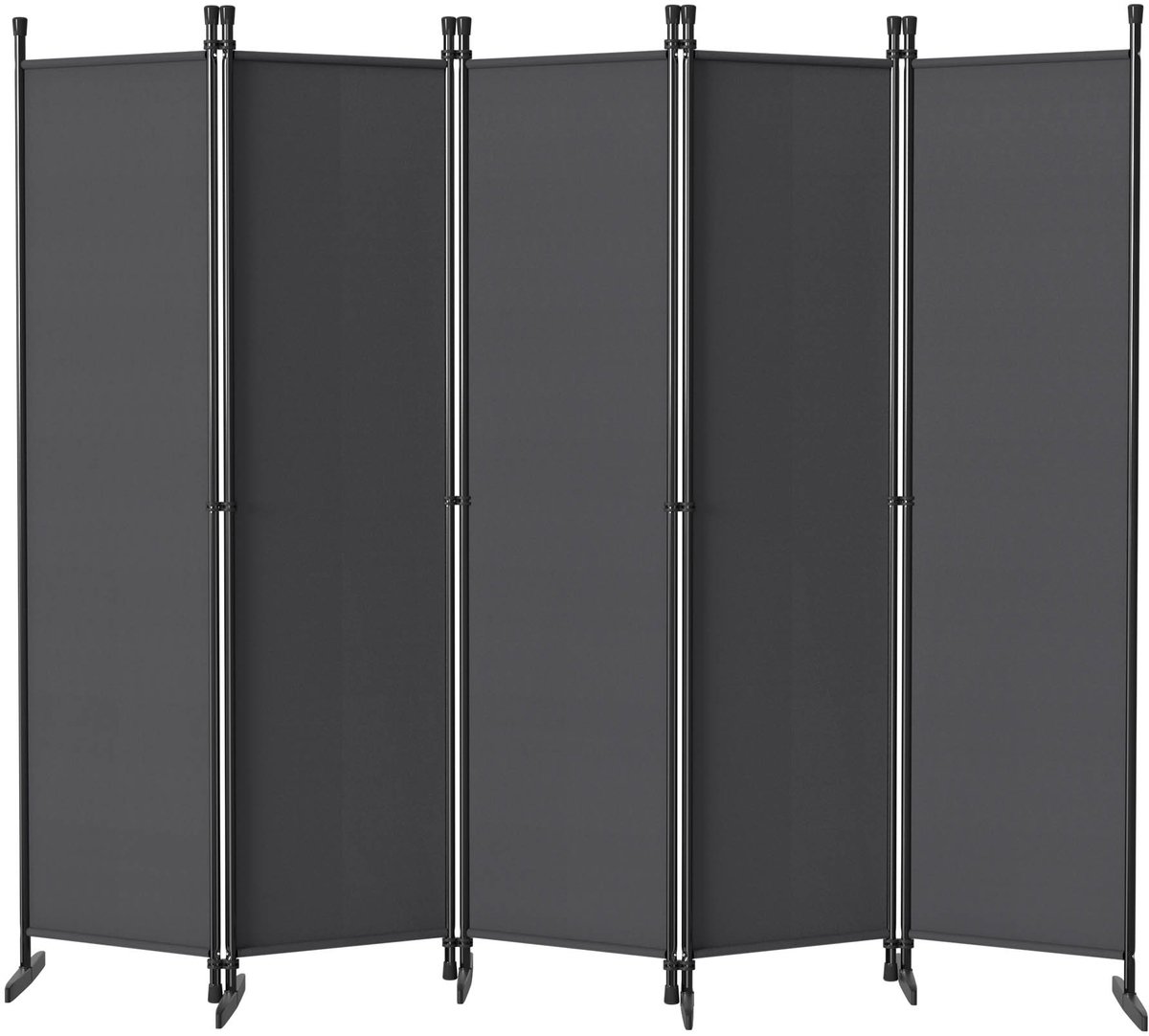 Froadp 5-delig scherm 250x180cm scheidingswand, kamerverdeler, polyester scheidingswand, diep grijs, geschikt voor slaapkamers en woonkamers