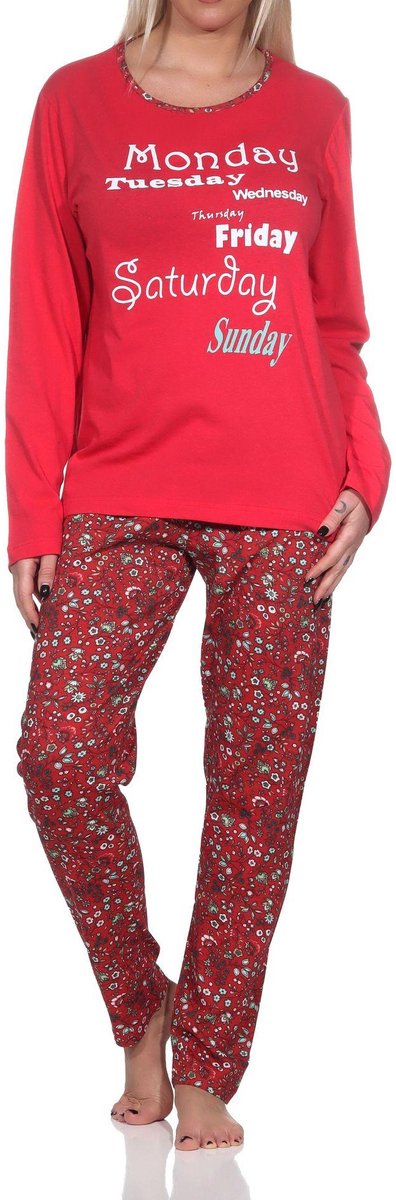 Normann Lange damespyjama met casual print en all-over patroon rot