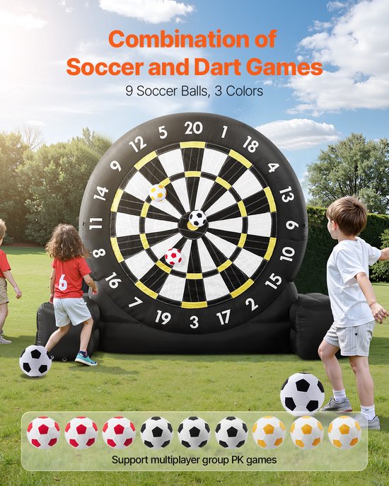 VEVOR Opblaasbaar Voetbal Dartbord 3,05 M met 9 Kickballs Dartbordspel van vevor — afbeelding 4