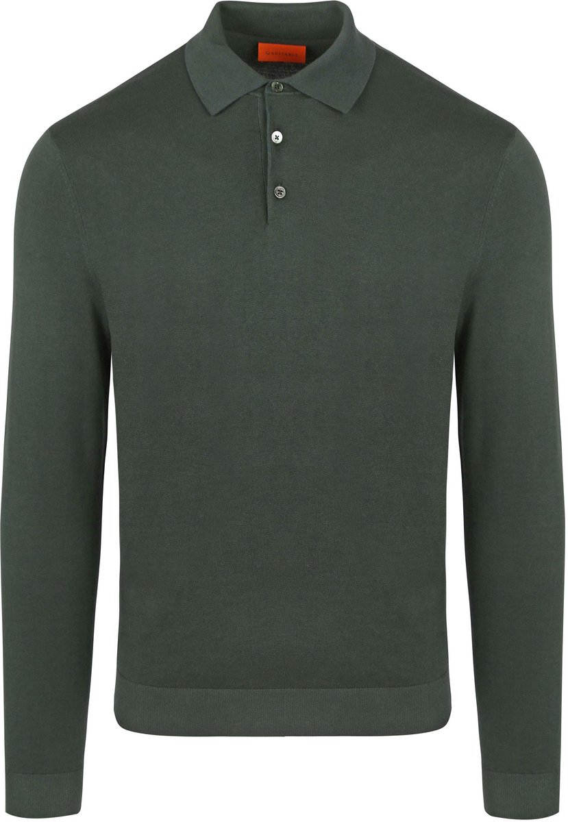 Suitable Compact Cotton Poloshirt Donkergroen - Maat M - Heren - Longsleeve polo - Polo shirt Heren met Lange mouwen