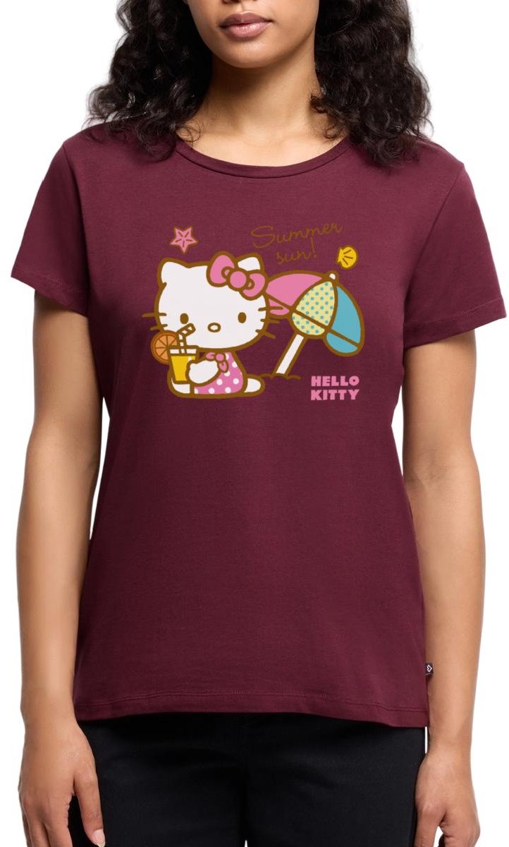 Hello Kitty Op Het Strand Onder Een Zonnescherm Premium T Shirt Dames