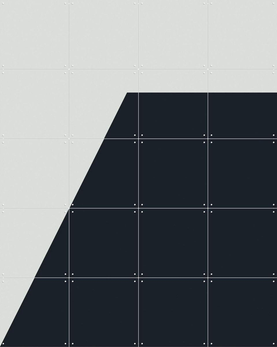 IXXI Color blocking - Grey Black, Allon Dery - 80 x 100 cm - Gratis ophangtool - Grote wanddecoratie en posters - Grafisch Ontwerp, Minimalisme