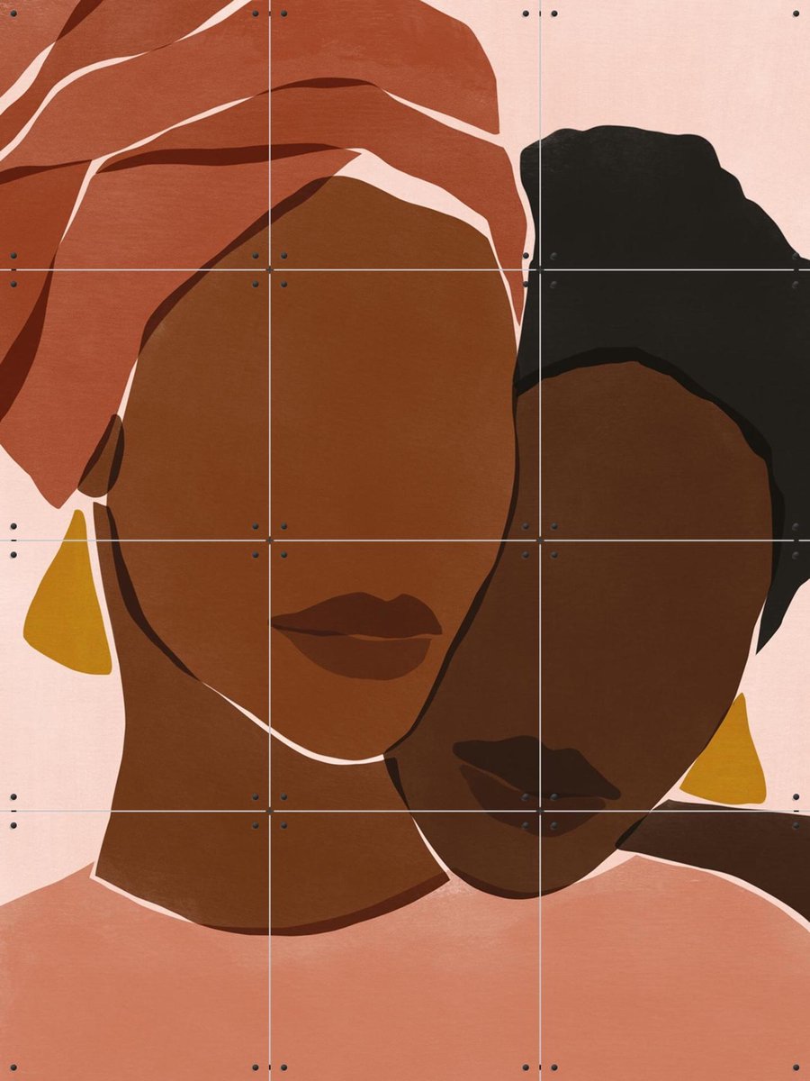 IXXI Coussi Cousine, Sacrée Frangine - 60 x 80 cm - Gratis ophangtool - Grote wanddecoratie en posters - Illustraties, Abstract, Minimalisme