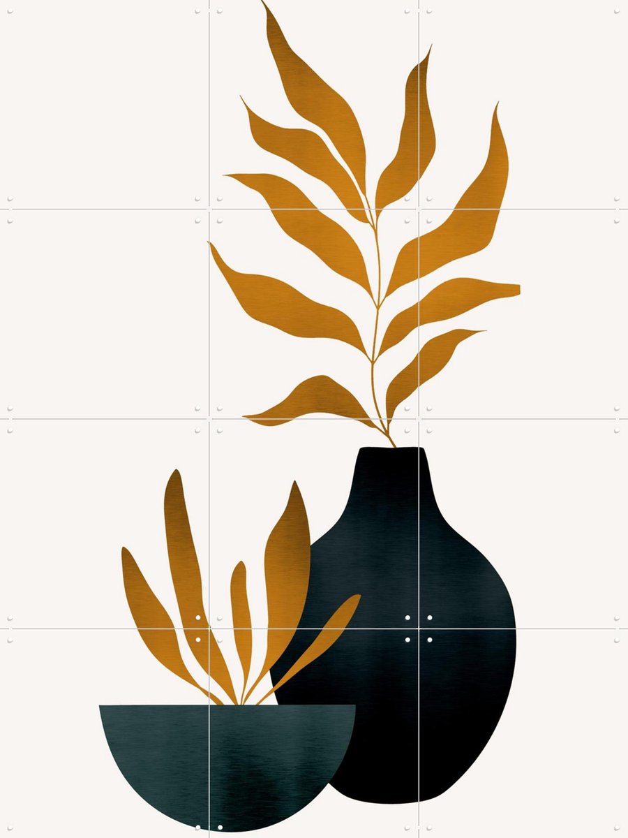 IXXI Autumn Flowers, Kubistika - 60 x 80 cm - Gratis ophangtool - Grote wanddecoratie en posters - Decoratieve kunsten, Minimalisme, Illustraties