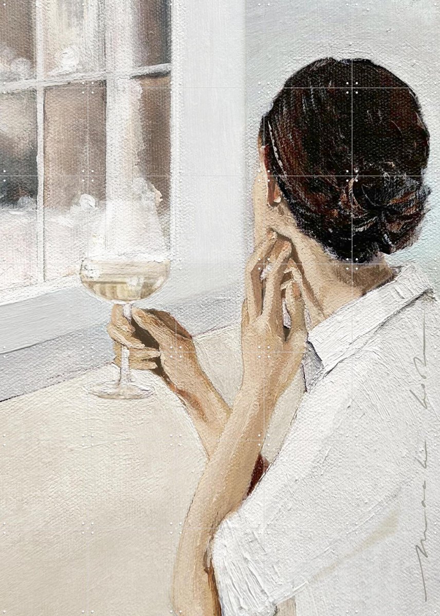 IXXI Woman in the Window, Maaike Koster & My Deer Art Shop - 100 x 140 cm - Gratis ophangtool - Grote wanddecoratie en posters - Illustraties