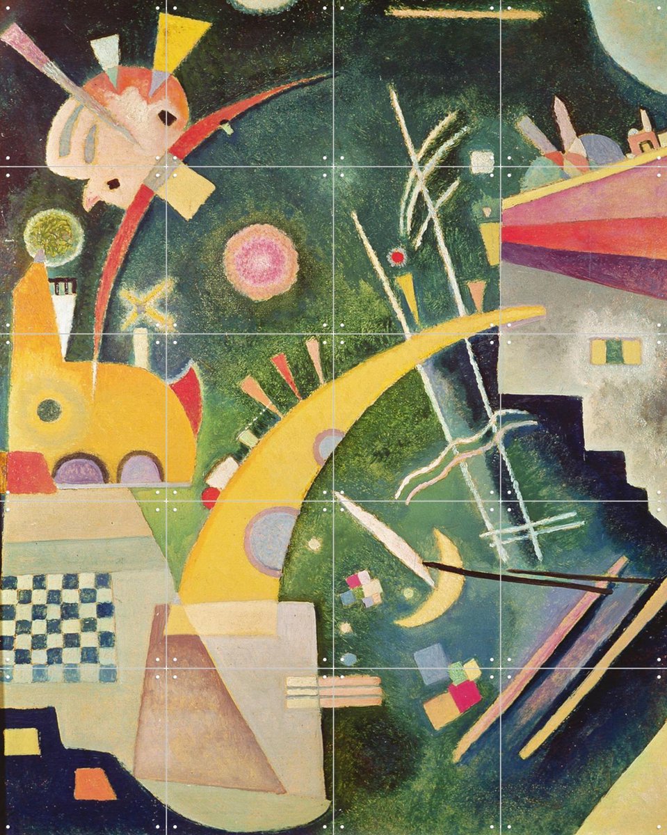 IXXI Hornform, Kandinsky & Bridgeman Images - 80 x 100 cm - Gratis ophangtool - Grote wanddecoratie en posters - Kleurrijk, Klassiek, Abstract