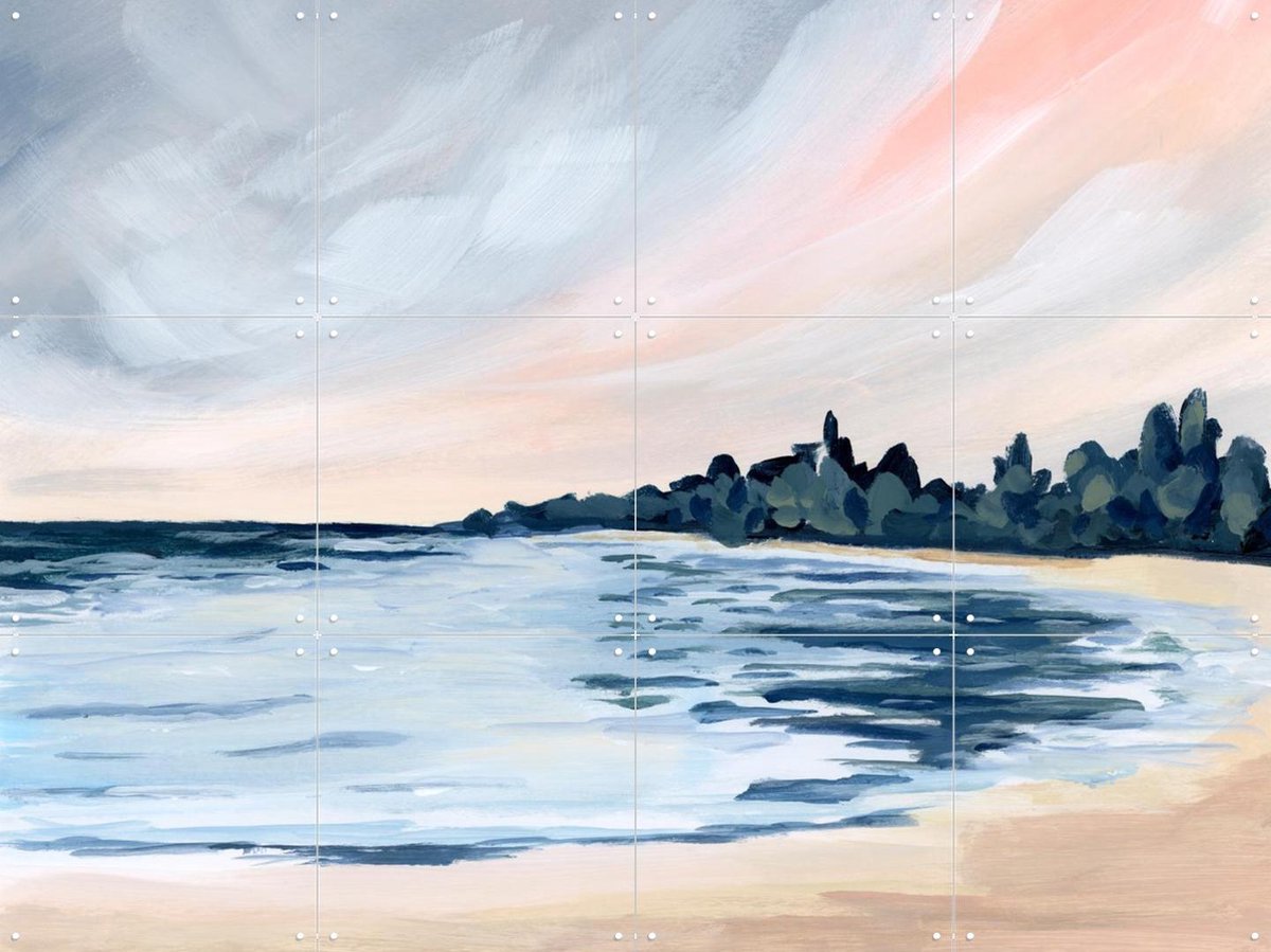 IXXI Pink Sky at Night, Green Barn Studio - 80 x 60 cm - Gratis ophangtool - Grote wanddecoratie en posters - Impressionisme, Kleurrijk, Aquarel