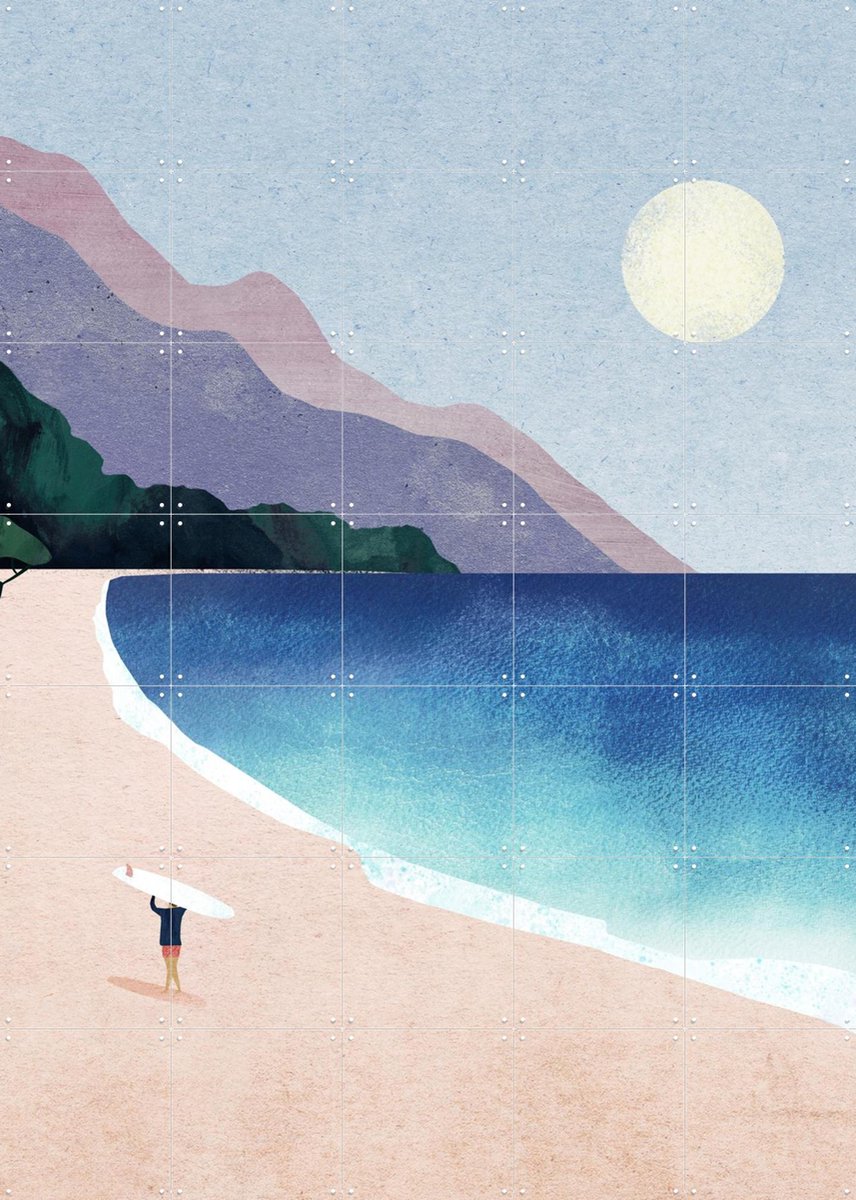 IXXI Surf Beach II, Henry Rivers - 100 x 140 cm - Gratis ophangtool - Grote wanddecoratie en posters - Minimalisme, Digitale Kunst, Illustraties
