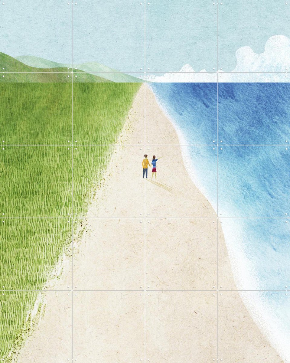 IXXI Wild Beach, Henry Rivers - 80 x 100 cm - Gratis ophangtool - Grote wanddecoratie en posters - Speels, Kleurrijk, Minimalisme, Illustraties