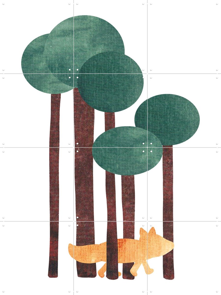 IXXI Fox in the Forest, BAINAI - 60 x 80 cm - Gratis ophangtool - Grote wanddecoratie en posters - Fantasierijk, Speels, Grafisch Ontwerp