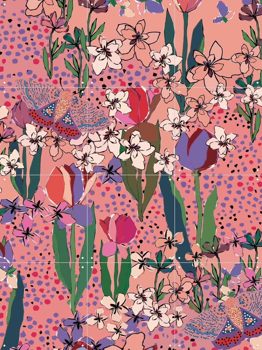 IXXI Collage Landscape Pastel, Marylène Madou - 60 x 80 cm - Gratis ophangtool - Grote wanddecoratie en posters - Digitale Kunst, Illustraties