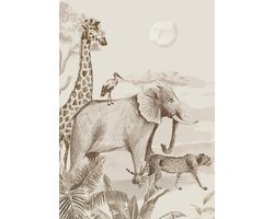 IXXI Vintage Jungle Parade, Irene Jelier - 100 x 140 cm - Grote wanddecoratie en posters - Illustraties, Vintage, Kinderkamer, Woonkamer, Wilde