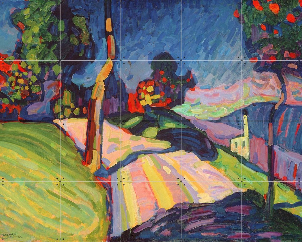 IXXI Autumn Landscape, Kandinsky & Bridgeman Images - 100 x 80 cm - Gratis ophangtool - Grote wanddecoratie en posters - Kleurrijk, Olieverf