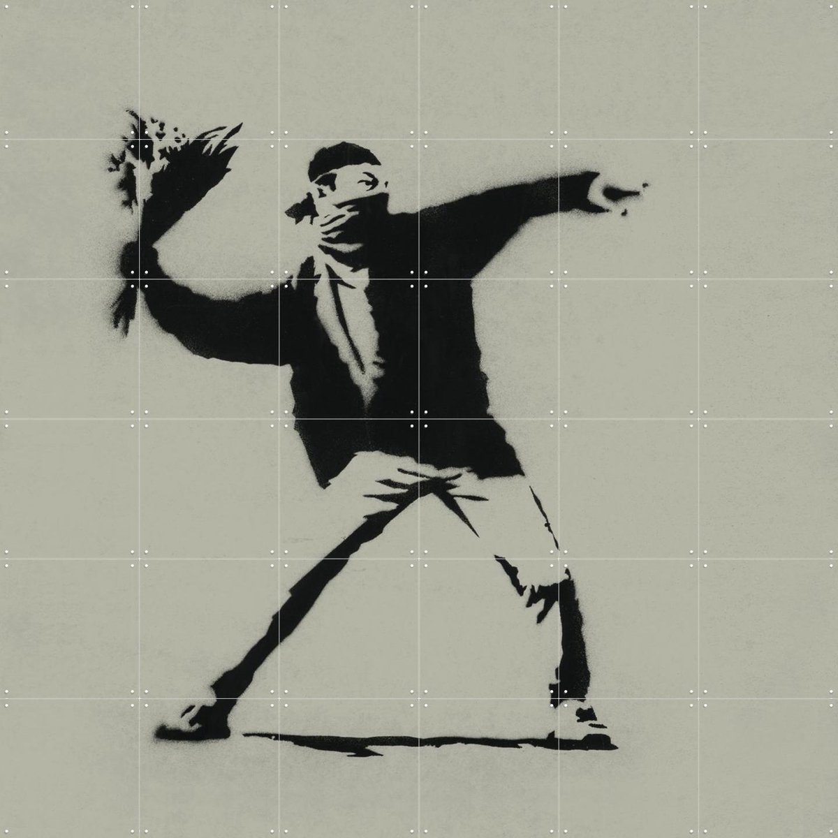 IXXI Love is in the Air green, Banksy - 120 x 120 cm - Gratis ophangtool - Grote wanddecoratie en posters - Street art, Grafisch Ontwerp, Pop art