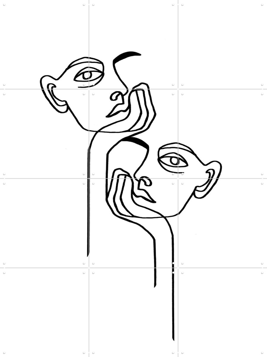 IXXI Boredom, Julia Hariri - 60 x 80 cm - Gratis ophangtool - Grote wanddecoratie en posters - Illustraties, Grafisch Ontwerp, Minimalisme, Line art