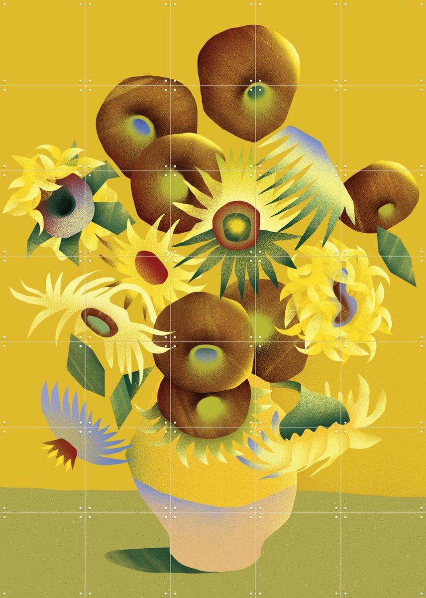 IXXI Sunflowers, Studio Muti & Van Gogh 21st Century - 100 x 140 cm - Gratis ophangtool - Grote wanddecoratie en posters - Digitale Kunst