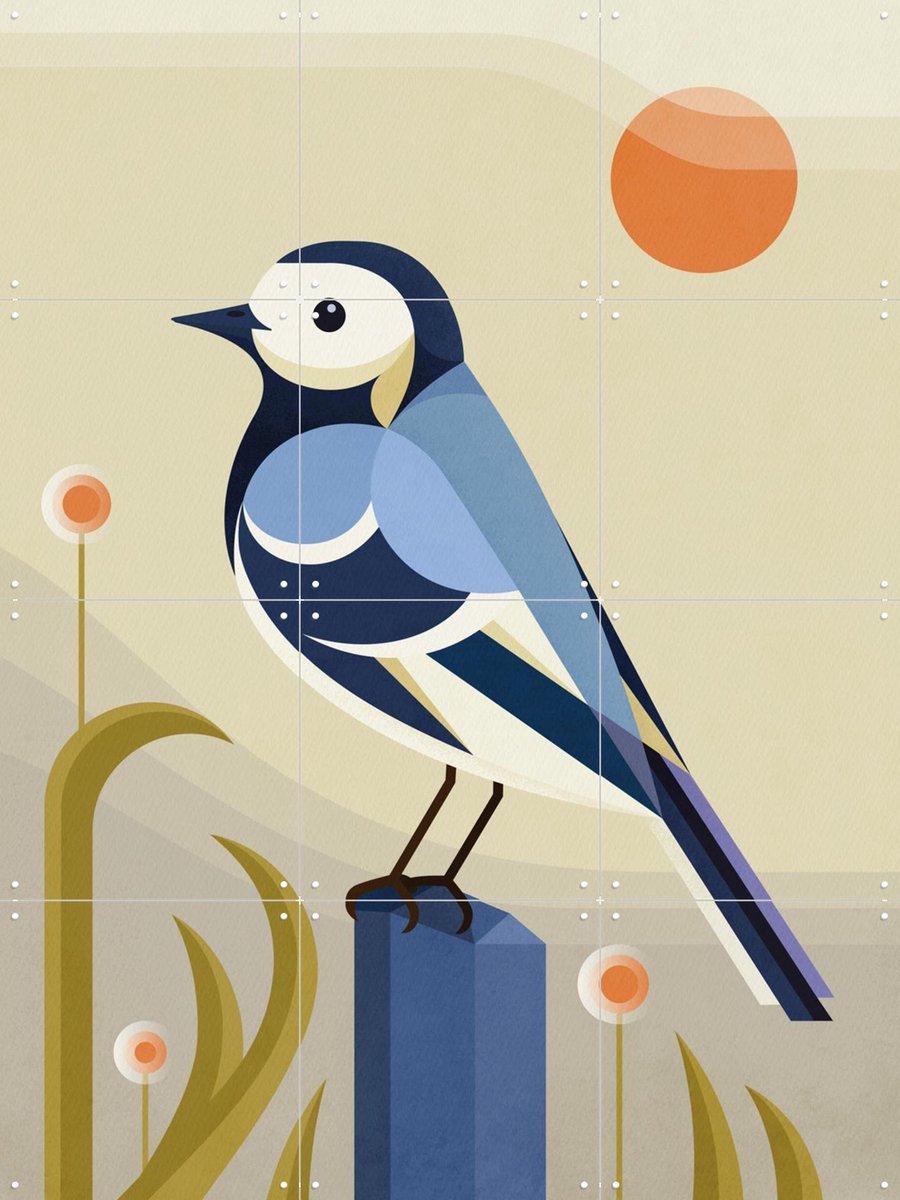 IXXI Kwikstaart, Elke Uijtewaal - 60 x 80 cm - Gratis ophangtool - Grote wanddecoratie en posters - Illustraties, Digitale Kunst, Grafisch Ontwerp