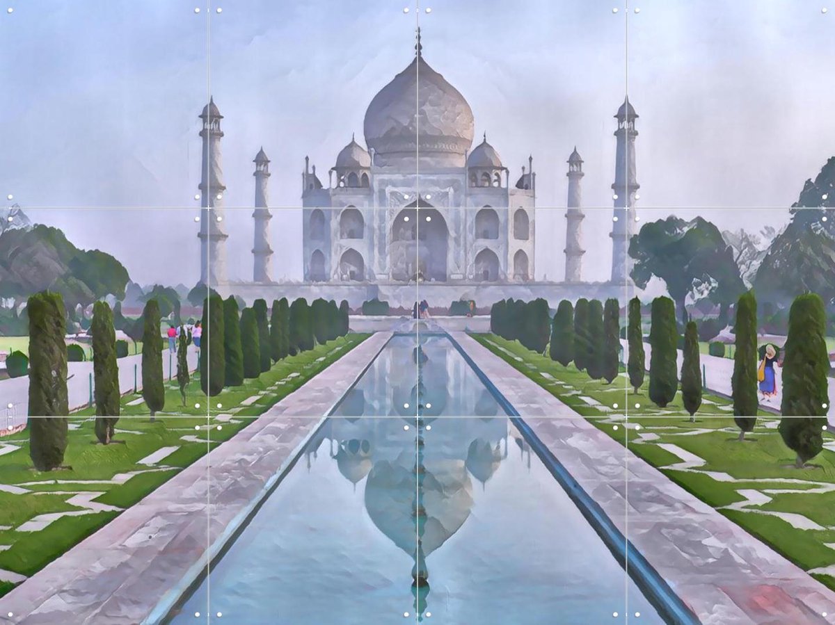 IXXI India Taj Mahal, Seaways - 80 x 60 cm - Gratis ophangtool - Grote wanddecoratie en posters - Fotografie, Gemengde Technieken, Schilderijen