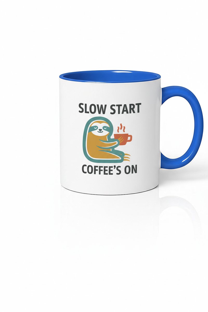 Slow Start Coffee's On Mok - Leuke Koffiemok met Luiaard