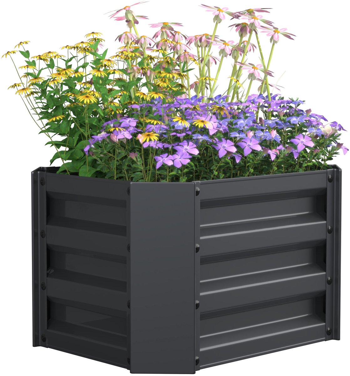 VCM Metall Hochbeet 50x40x30 cm, rechteckiger Pflanzkasten für Balkon, Terrasse & Garten, Pflanzenbeet ohne Boden, Galdo M