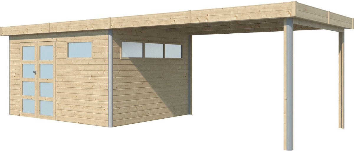Woodlands Blokhut Kasuko met Overkapping en Dakisolatie 785 x 295 cm