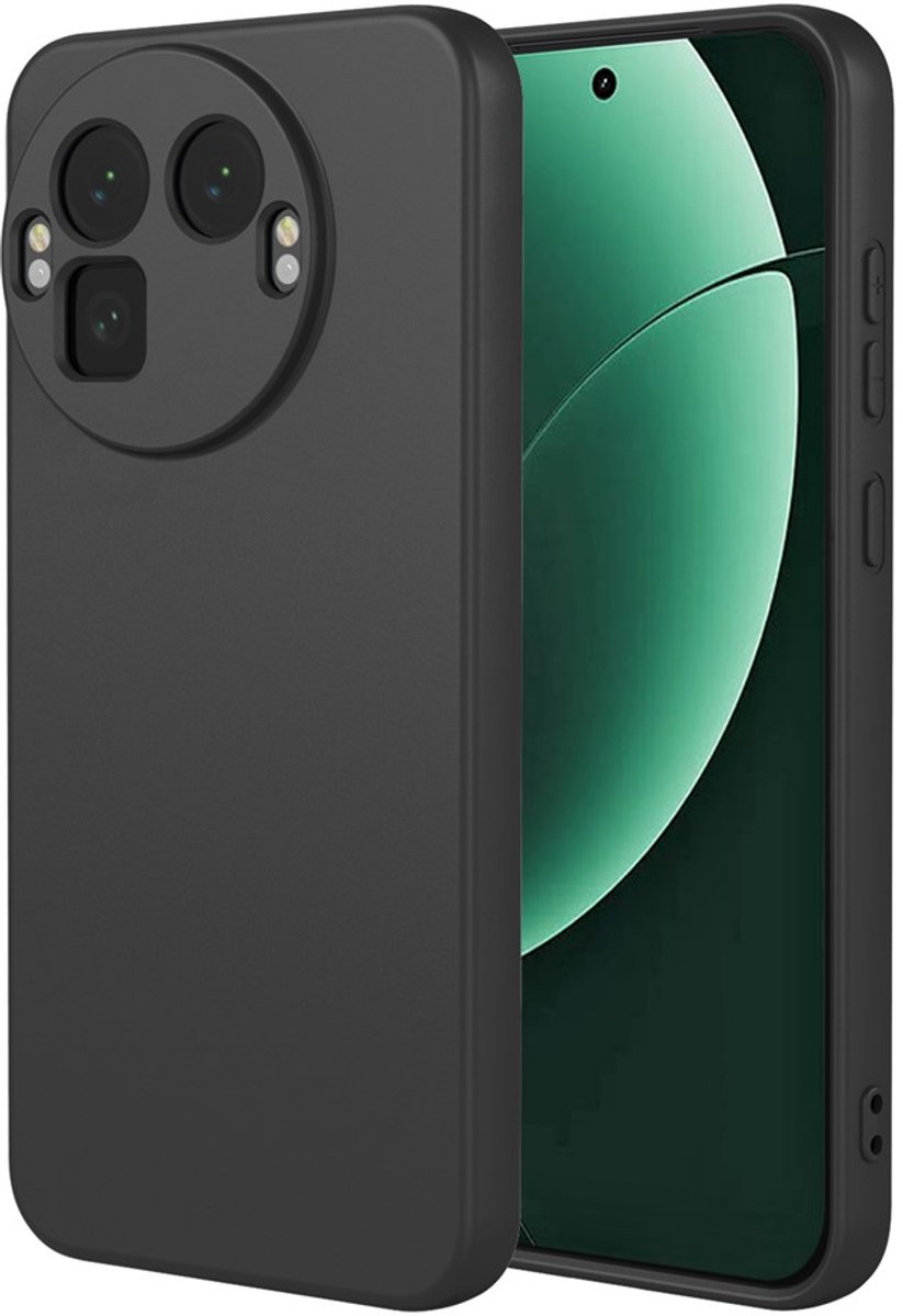 Hoesje geschikt voor Realme GT 8 Pro - Phonesta Soft Silk Silicone Back Cover - Zwart