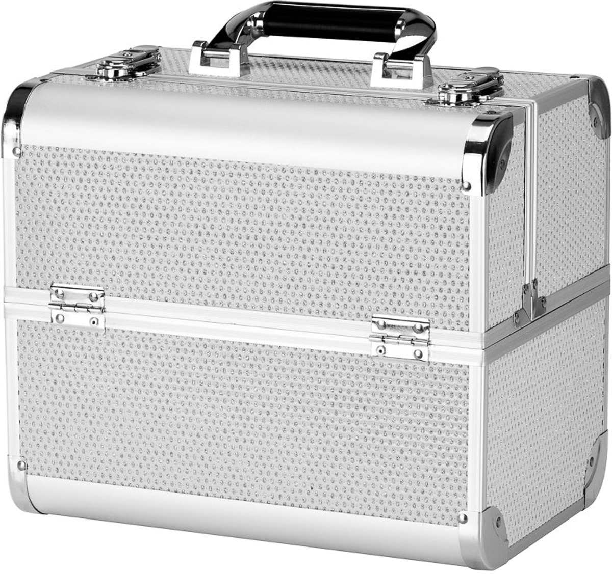 Zilveren Make-up Koffer SC44 – Professionele Cosmetische Koffer & Beautycase voor Visagie en Nagelstyling
