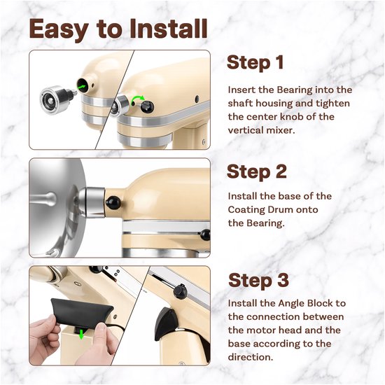 Coating Machine Opzetstuk RVS voor KitchenAid 4.5QT & 5QT Tilt-Head Stand Mixers van MMOBIEL - Coating Machine Accessoire voor Gelijkmatig Gecoate Noten, Chocolade, Gevriesdroogd Fruit & Snacks van Merkloos — afbeelding 4