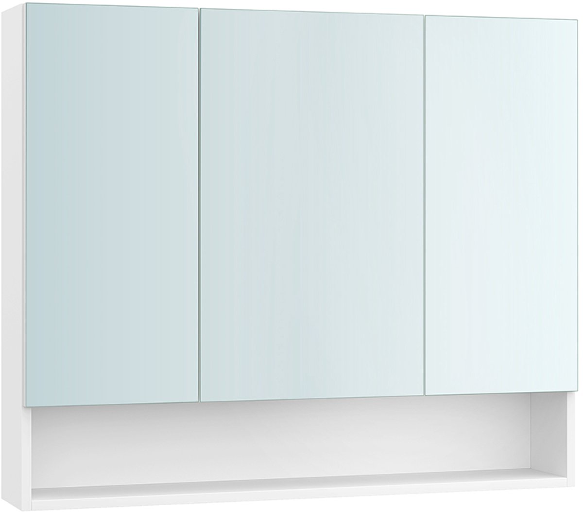 Badkamerspiegelkast voor wandmontage – Hout – Wolkenwit – Verstelbare planken en open vak