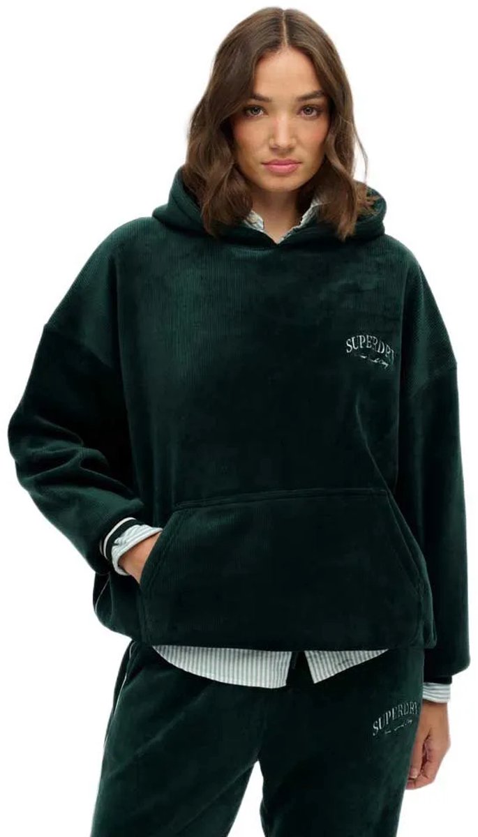 Superdry Country Club Velour Relaxed Hoodie Dames Hoodies Groen