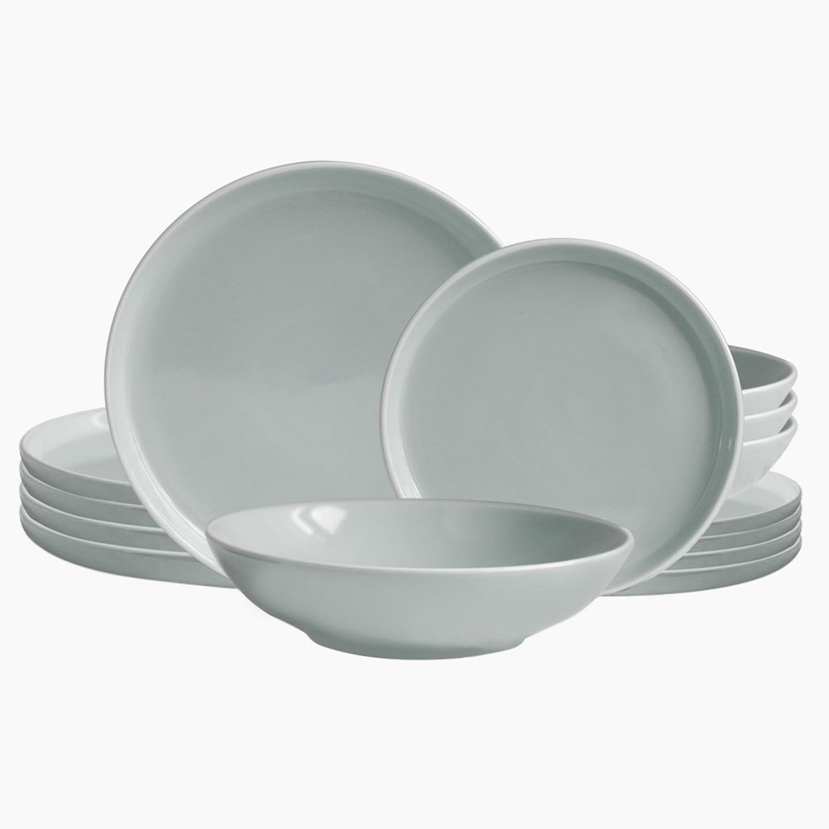 Servies Set Vintage Aardewerk Pastel Grijs voor 4 Personen - 12 Delen