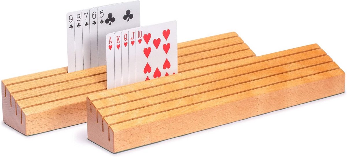 Set van 2 Extra Brede Houten Kaarthouders voor Spelkaarten