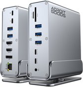 AdroitGoods 15-in-1 USB-C Docking Station met DisplayPort 1.4 – Triple Screen MST – 4K 60Hz – PD 100W – Gigabit Ethernet - Inclusief Usb-C kabel