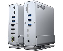 AdroitGoods 15-in-1 USB-C Docking Station met DisplayPort 1.4 – Triple Screen MST – 4K 60Hz – PD 100W – Gigabit Ethernet - Inclusief Usb-C kabel