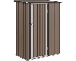 Outsunny Garden Storage Shed-Staal-142L x 84B x 177/189H cm-Bruin