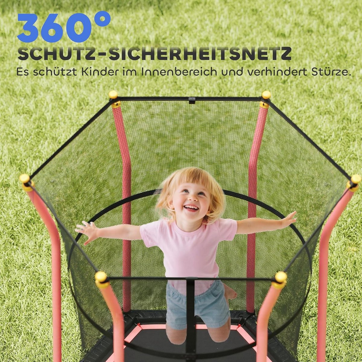 Kindertrampoline Binnen en Buiten met Veiligheidsnet - Geschikt voor Kinderen 3 t/m 10 Jaar