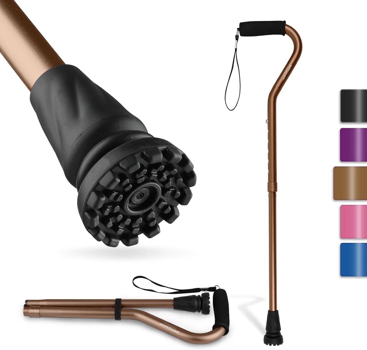 Inklapbare Wandelstok Lichtgewicht Verstelbaar met Zachte Grip voor Mannen en Vrouwen
