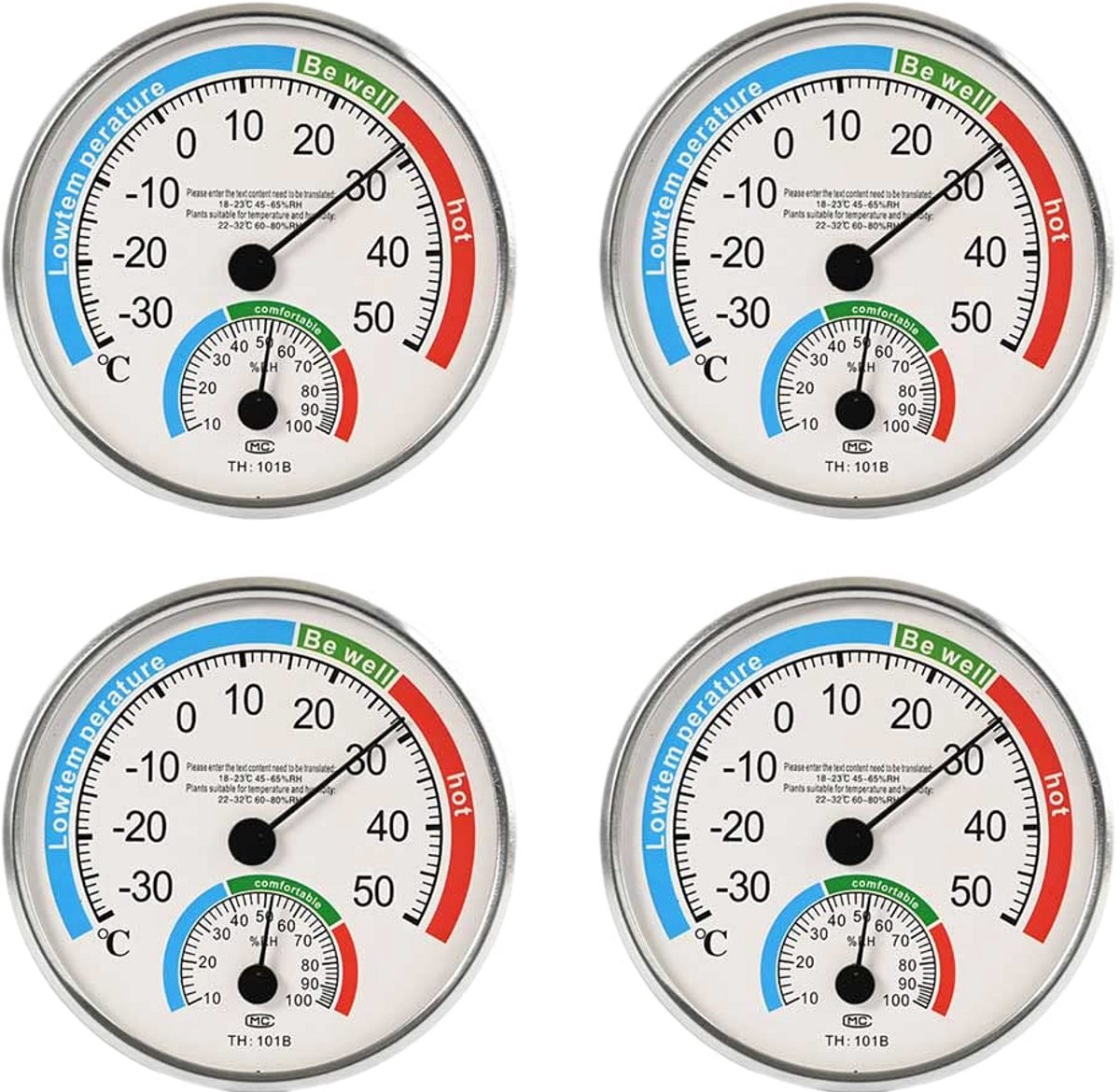 Binnen- en Buiten Hygrometer en Thermometer met Analoge Weergave