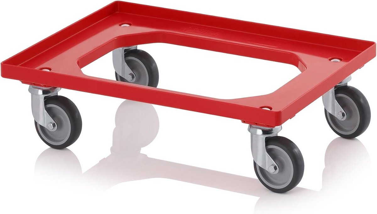 Transportroller Rood voor Eurocontainers 60x40 cm met Zwenkwielen