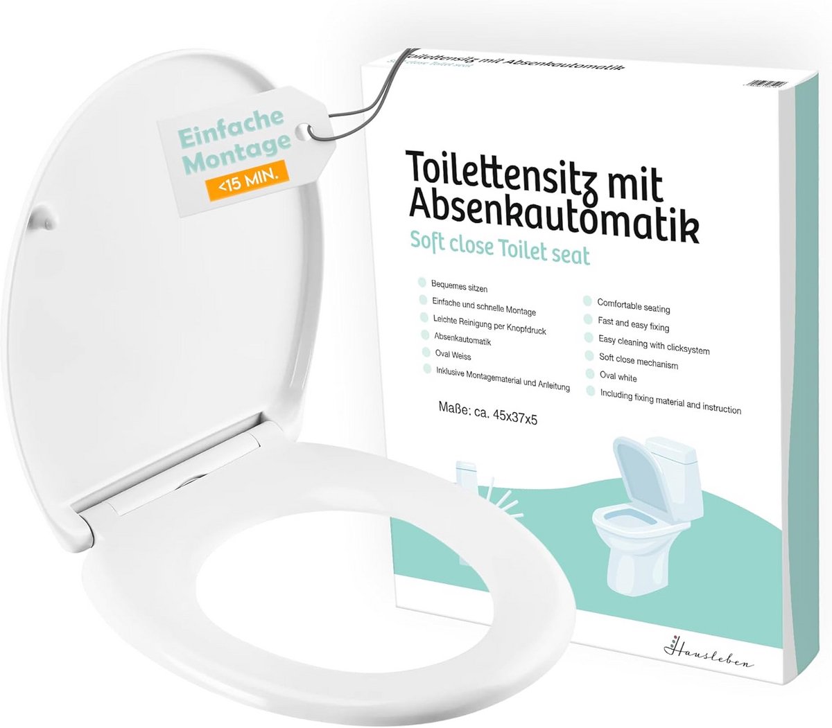 Toiletzitting Duroplast - Zachte sluiting - Hygiënisch Gemak - Eenvoudige Reiniging - Standaard Maat - Wit