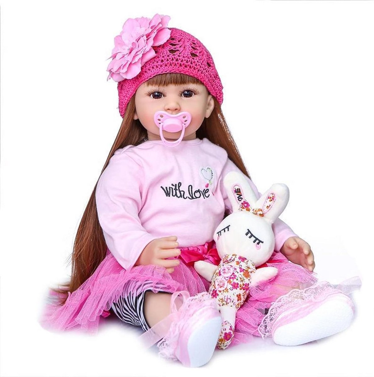 Realistische Reborn Pop Meisje 60 cm - Zachte Siliconen Vinyl Gesimuleerde Babypop