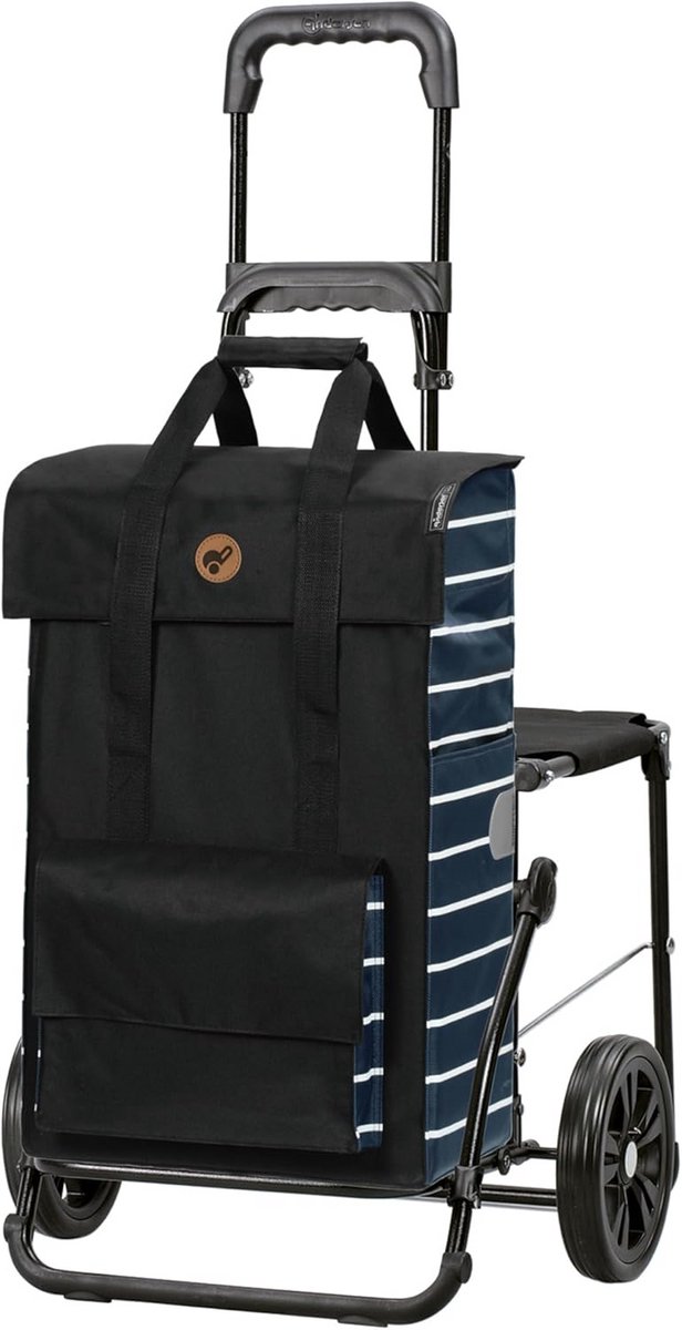 Inklapbare Boodschappentrolley met Zitting - Comfortabele en Stijlvolle Shopper (51L)