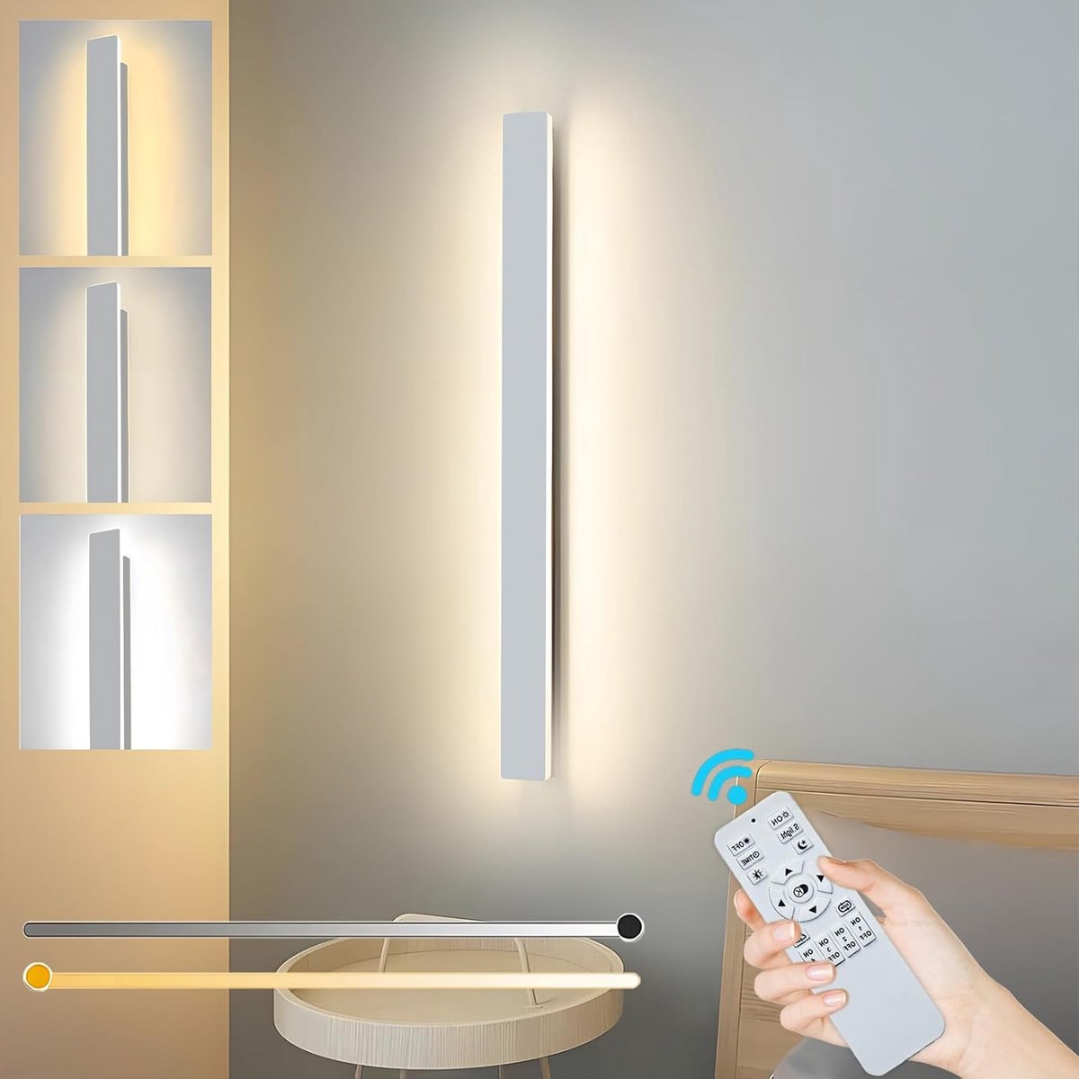 Dimbare Moderne LED Wandlamp 80 cm met Afstandsbediening voor Woonkamer en Slaapkamer