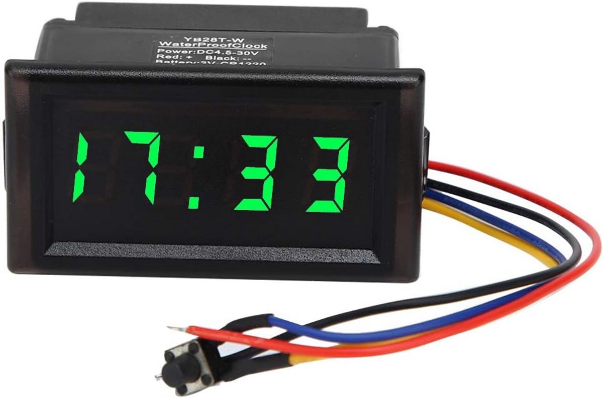 Waterdichte LED Digitale Klok voor Auto en Motor - Universele DC 4.5-30V Tijd Display