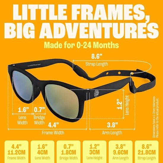 Babysunnies Zwarte Gepolariseerde Babyzonnebril met Bandje (0–24 Maanden) - Flexibele UV400 Babyzonnebril — afbeelding 4