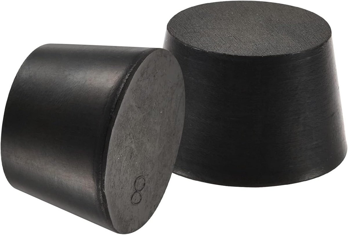 Set van 5 Zwarte Rubberen Tapered Pluggen voor Laboratorium en Hobbygebruik - Geschikt voor Diameter 33-41mm