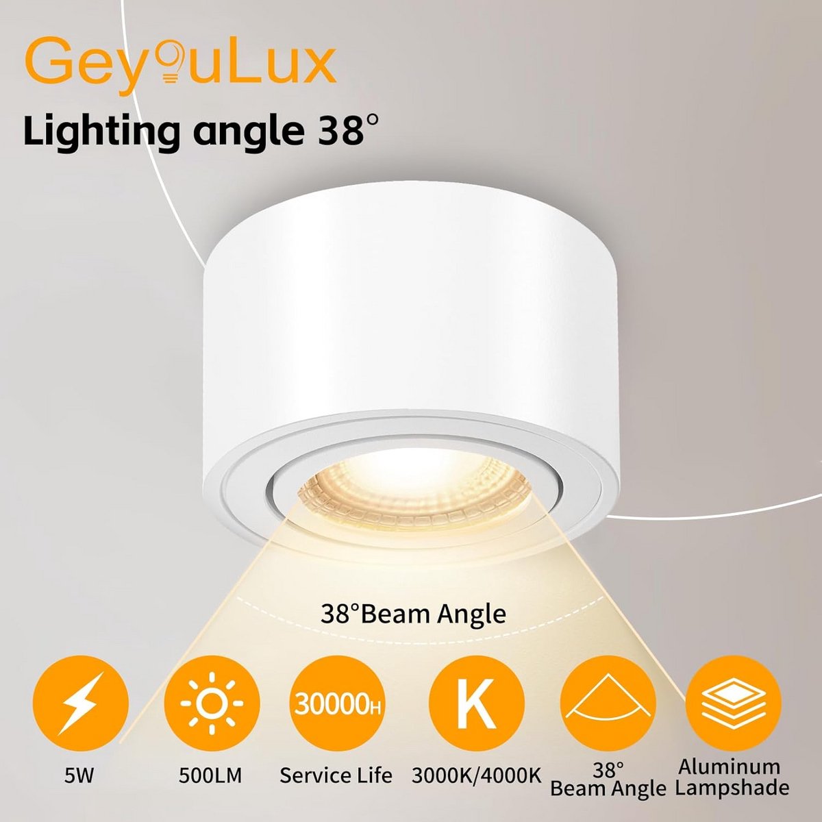 Draaibare Opbouw Plafondspot Wit Extra Plat LED 5W 500 Lumen 4000K