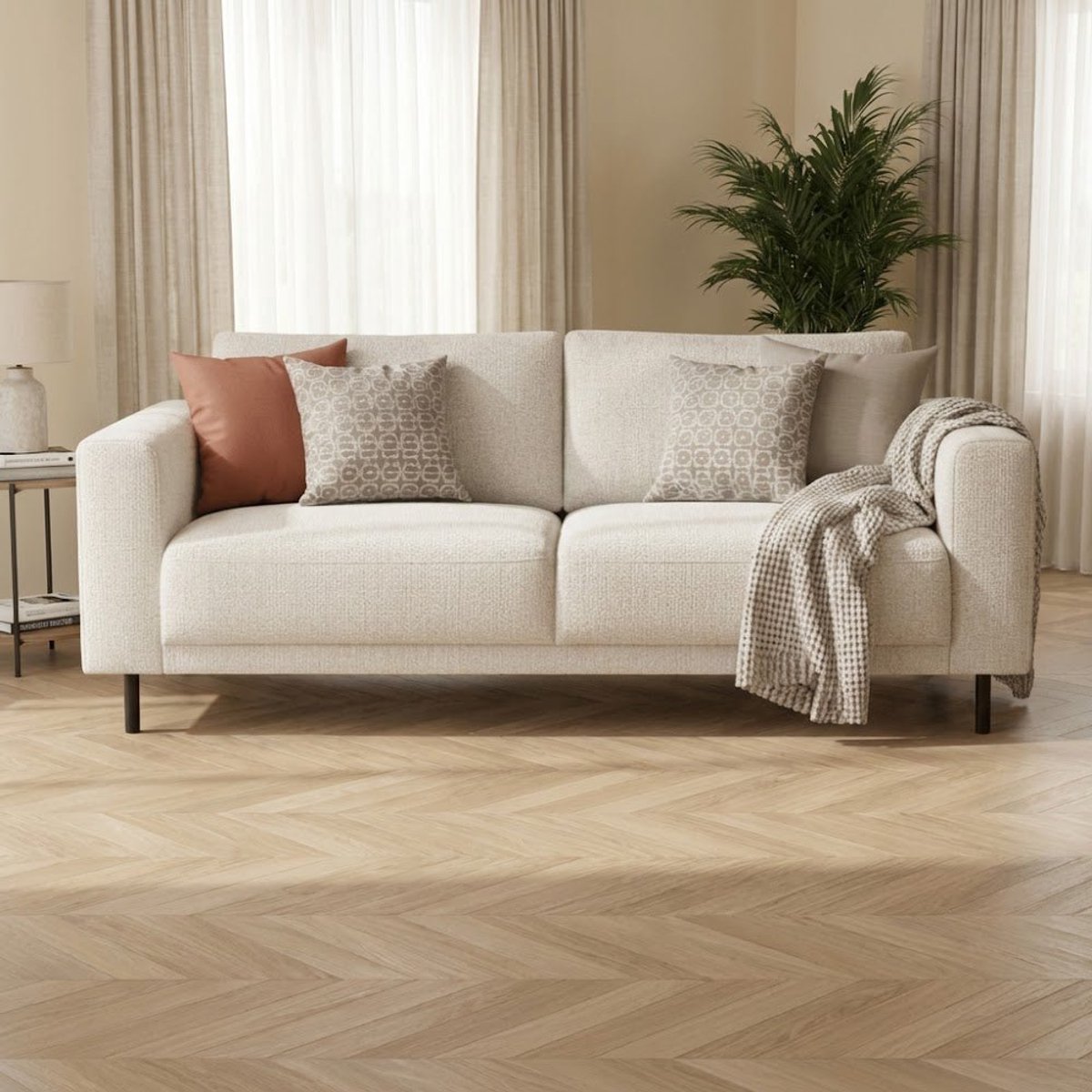 Dimehouse Moderne 2,5-zits Bank Beige Stof Aniko 183x90x78 cm - Stof - Modern - 183 x 90 x 93 cm