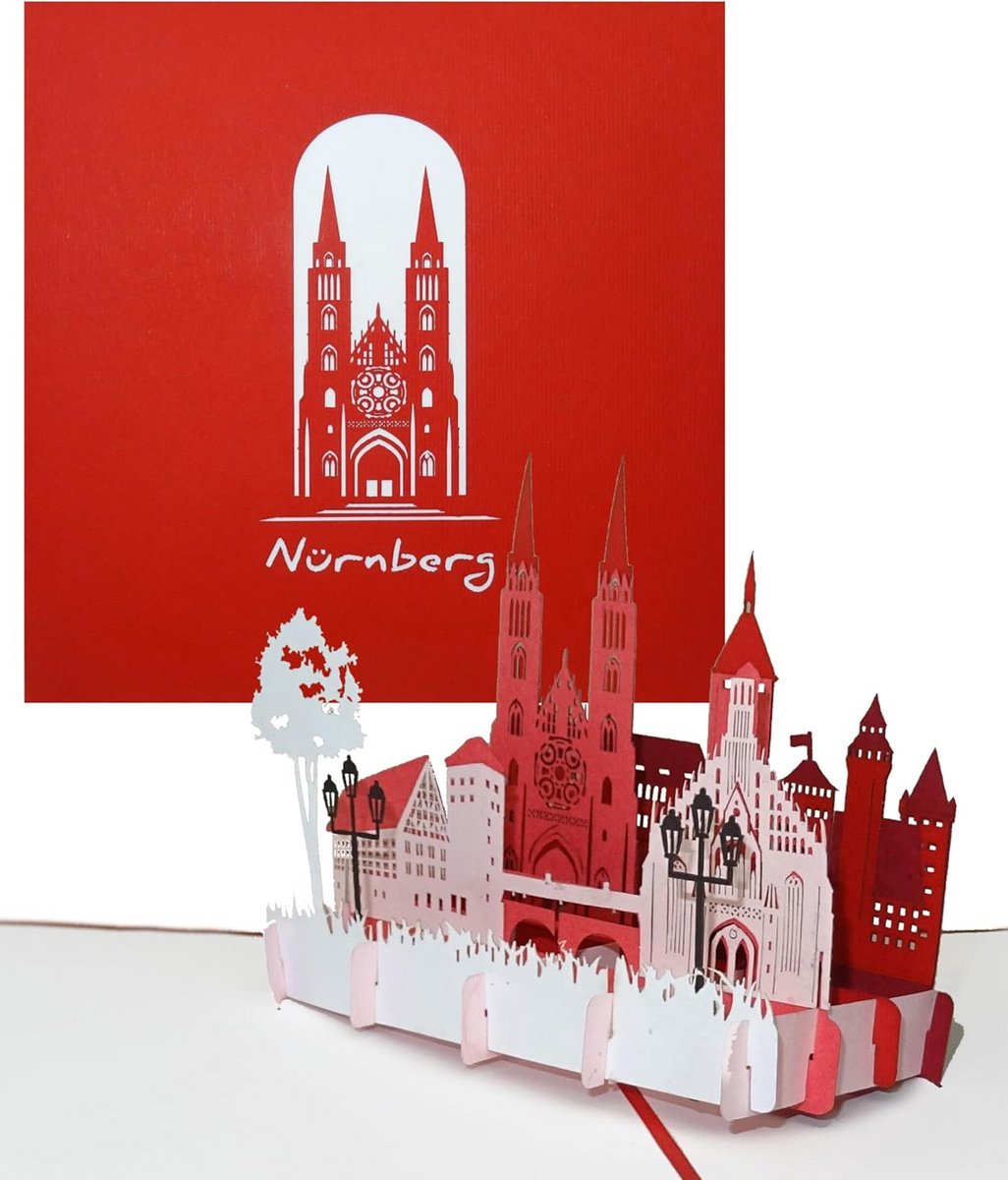 3D Pop-up Wenskaart Nürnberg Panorama met Kaiserburg - Souvenir Ansichtkaart